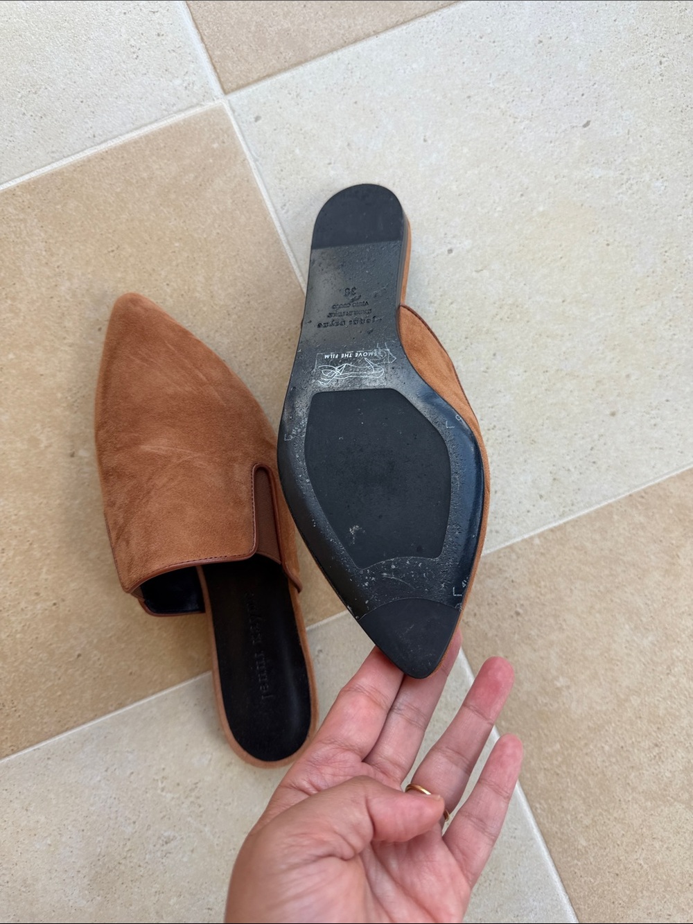 Jenni Kayne Brown Suede Pointed Toe Mule Slides Flats - Women Shoes size 38 - Picture 4 of 6